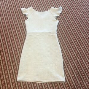 By Debra Girls Ivory Pucker Flutter Sleeve Straight Dress